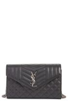 Women's Saint Laurent 'large Kate' Quilted Calfskin Leather Wallet On A Chain -