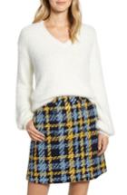 Women's Halogen V-neck Fuzzy Sweater - Ivory