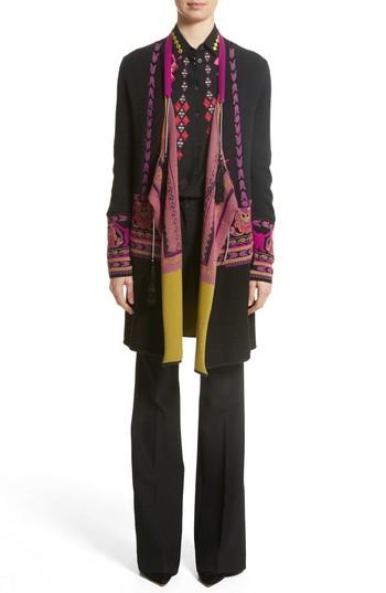 Women's Etro Diamond Embroidered Silk Blouse Us / 46 It - Black