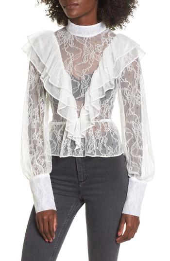 Women's Afrm Uma Ruffle Peplum Top - White