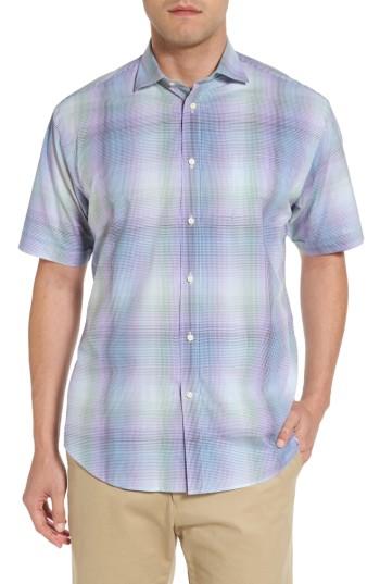 Men's Thomas Dean Classic Fit Shadow Check Sport Shirt - Purple