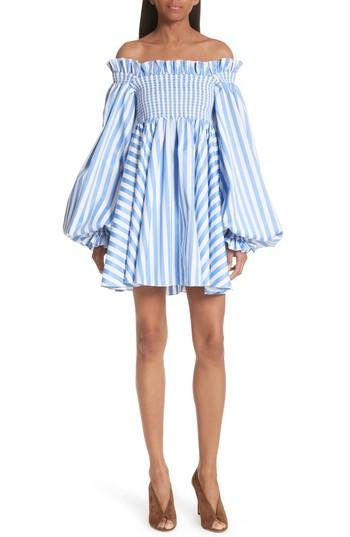Women's Caroline Constas Kora Stripe Off The Shoulder Dress - Blue