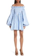 Women's Caroline Constas Kora Stripe Off The Shoulder Dress - Blue