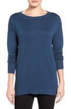 Women's Caslon Zip Back High/low Tunic Sweater - Blue