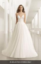 Women's Rosa Clara Pravia Lace & Crepe Plunge Gown With Tulle Ball Skirt, Size In Store Only - Ivory