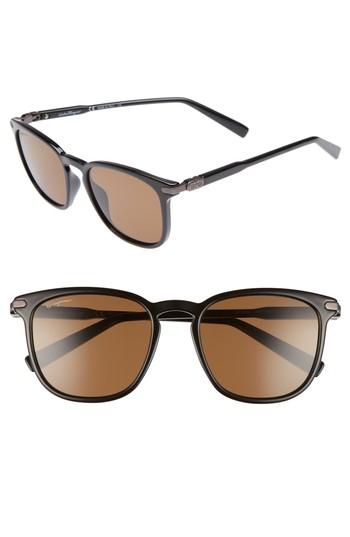 Men's Salvatore Ferragamo Double Gancio 53mm Sunglasses - Black