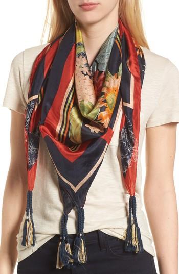Women's Johnny Was Avery Tassel Silk Square Scarf, Size - Blue
