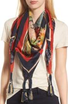 Women's Johnny Was Avery Tassel Silk Square Scarf, Size - Blue