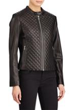 Women's Lauren Ralph Lauren Quilted Detail Lambskin Leather Jacket