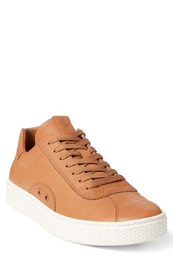 Men's Polo Ralph Lauren Court 100 Lux Sneaker D - Brown