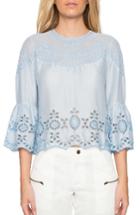 Women's Willow & Clay Embroidered Bell Sleeve Top