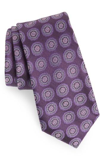 Men's Nordstrom Men's Shop Pinpoint Medallion Silk Tie, Size - Purple