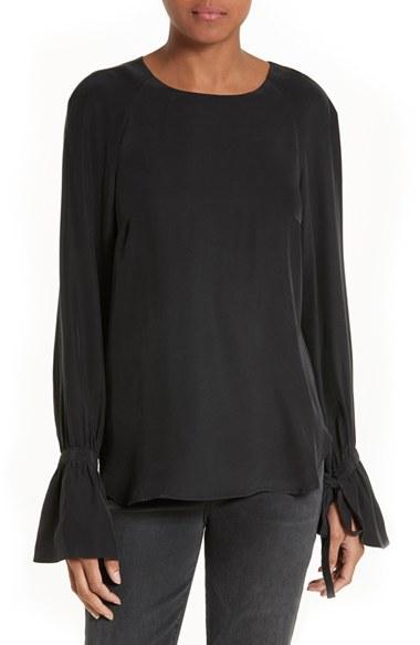 Women's Frame Voluminous Cuff Silk Blouse
