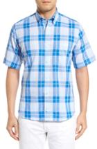 Men's Tailorbyrd Balsam Regular Fit Short Sleeve Plaid Sport Shirt, Size - Blue