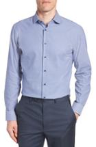 Men's Nordstrom Men's Shop Tech-smart Trim Fit Stretch Texture Dress Shirt 32/33 - Blue