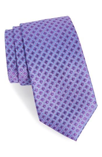 Men's Calibrate Denberg Check Silk Tie, Size - Purple
