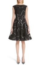 Women's Talbot Runhof Petal Contour Silk Blend Jacquard Dress - Black
