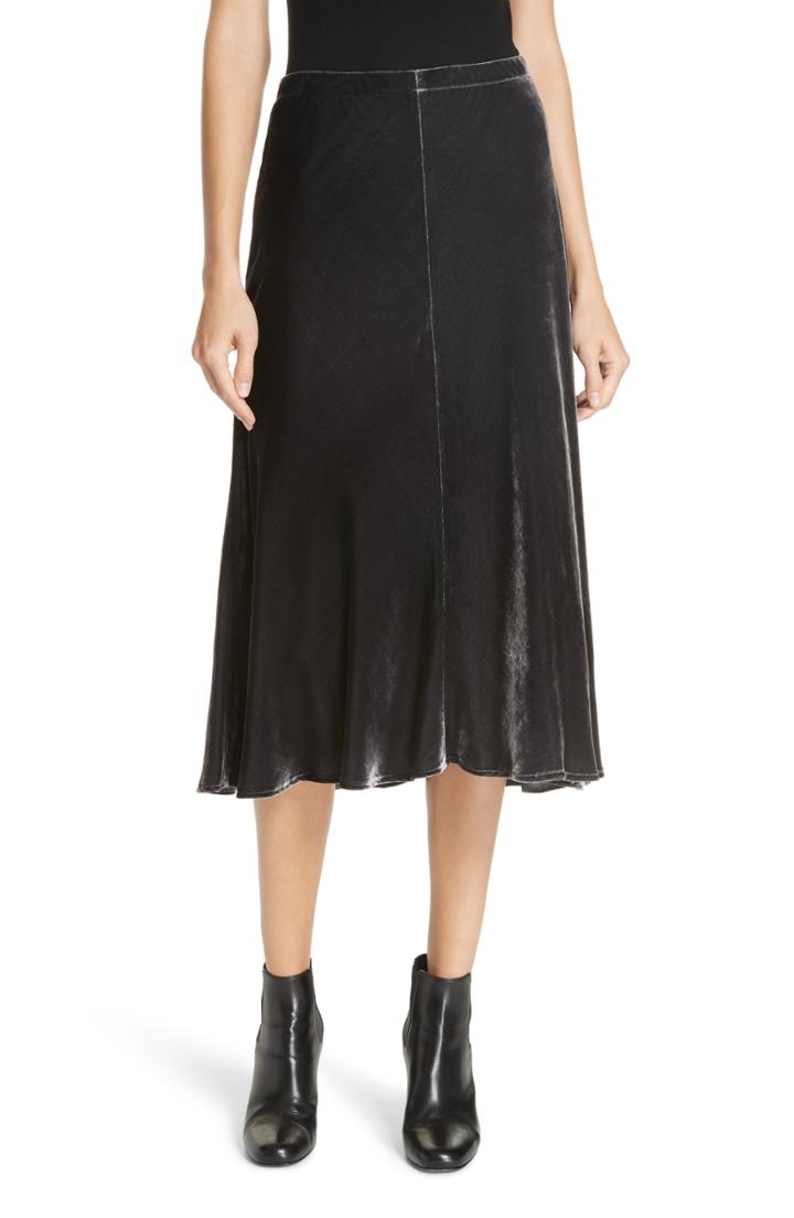 Women's Eileen Fisher Velvet A-line Skirt - Grey