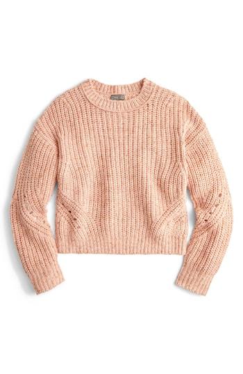 Women's J.crew Point Sur Chunky Rib Crewneck Sweater - Coral