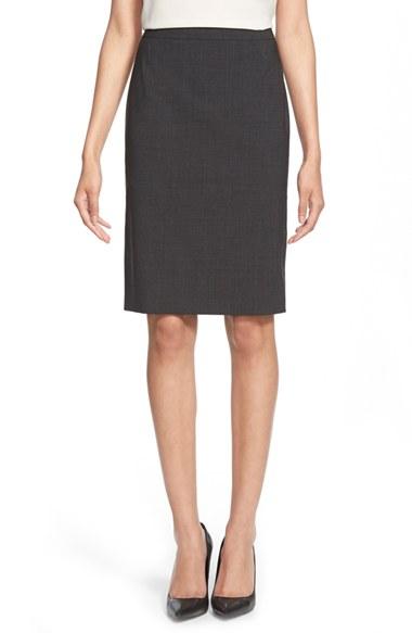 Women's Boss Vilea Stretch Wool Pencil Skirt - Grey