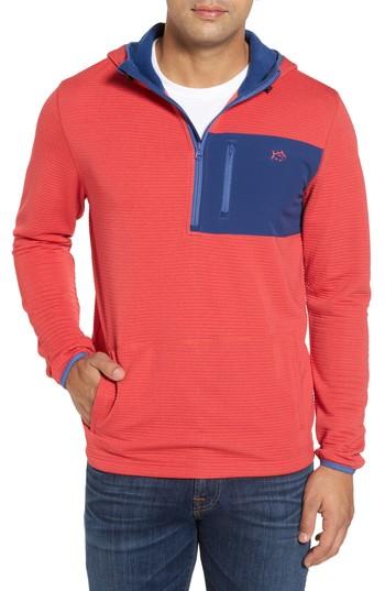 Men's Southern Tide Furrow Quarter Zip Hoodie, Size - Red