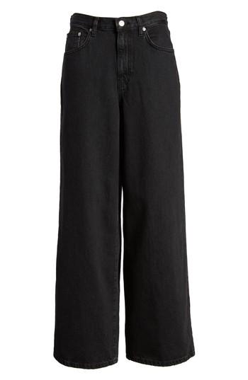 Women's Topshop Mid Denim Wide Leg Jeans W X 30l (fits Like 24w) - Black