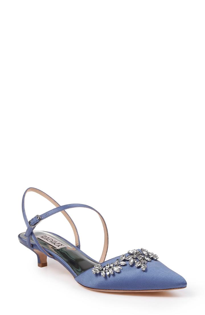 Women's Badgley Mischka Crystal Embellished Quarter Strap Pump M - Blue