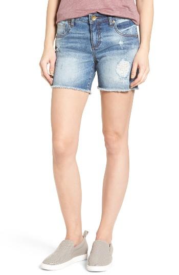 Women's Kut From The Kloth Gidget Frayed Hem Denim Shorts - Blue