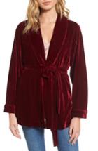 Women's L'academie The Adela Velvet Smoking Jacket - Burgundy