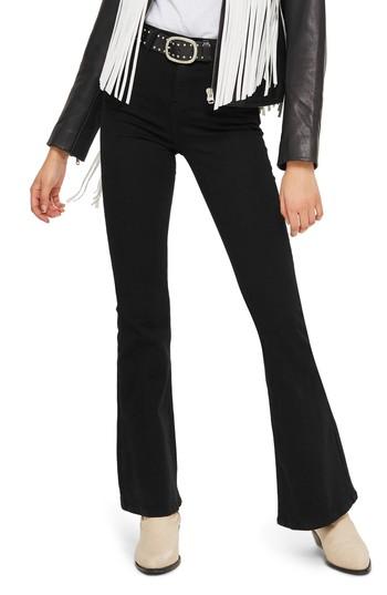 Women's Topshop Jamie Flare Jeans W X 30l (fits Like 28-29w) - Black