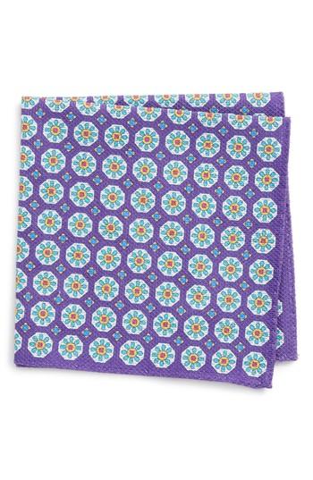 Men's Eton Medallion Cotton Pocket Square, Size - Purple