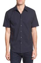 Men's James Campbell 'rabaul' Regular Fit Swirl Jacquard Short Sleeve Sport Shirt - Blue