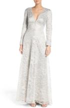 Women's Tadashi Shoji Metallic Embroidered Lace Maxi Dress