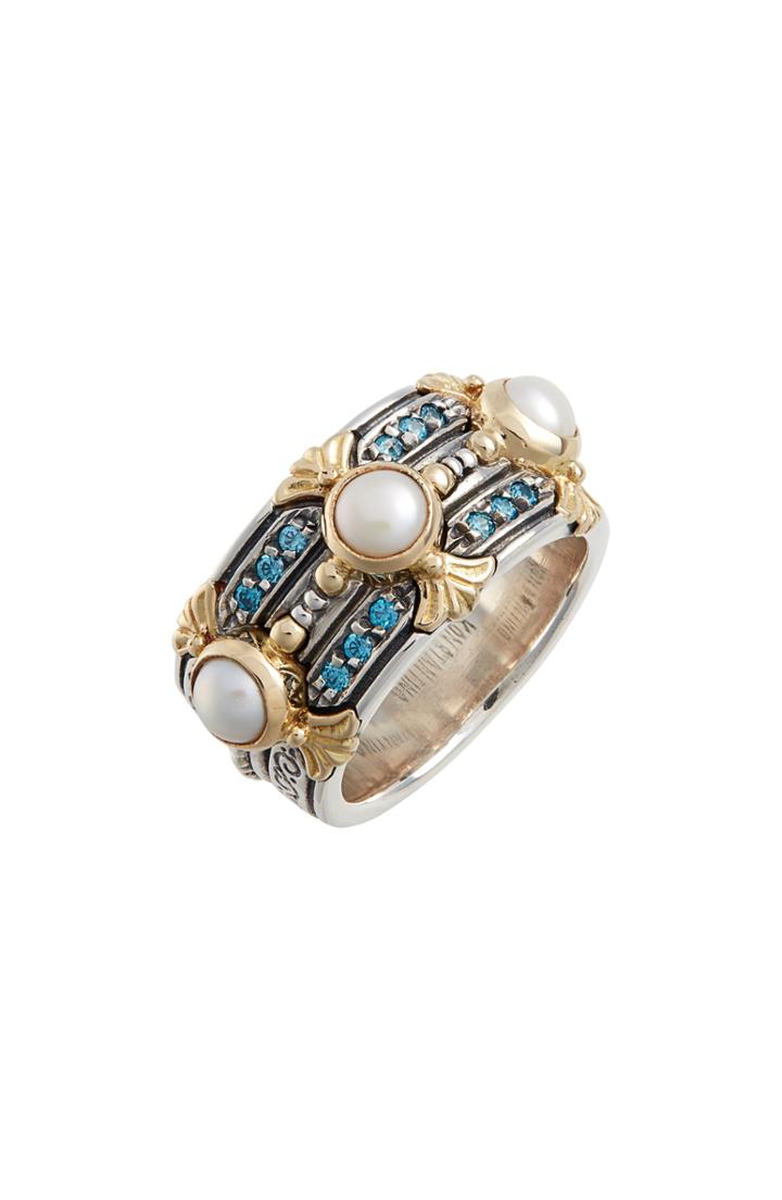 Women's Konstantino Thalia Pearl & Blue Spinel Band Ring