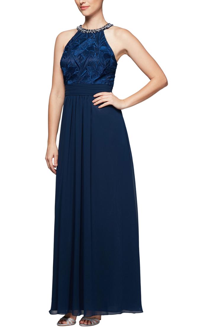 Women's Alex Evenings Crystal Embellished Halter Gown