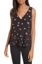 Women's Rebecca Taylor Floriana Floral Stretch Silk Tank - Black