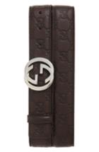 Men's Gucci Logo Buckle Calfskin Leather Belt 0 Eu - Dark Chocolate