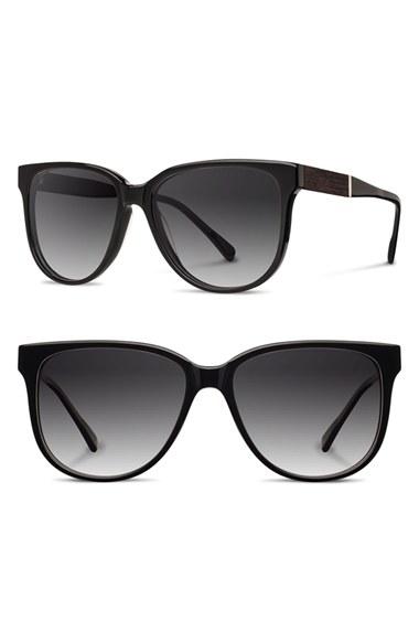 Women's Shwood 'mckenzie' 57mm Retro Sunglasses - Black/ Ebony/ Grey Fade
