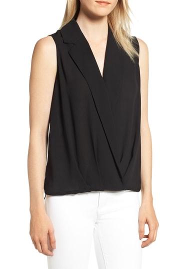 Women's Trouve Surplice Lapel Top, Size - Black