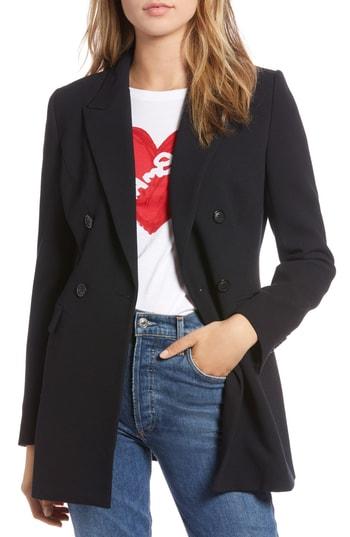 Women's 1901 Double Breasted Crepe Blazer - Black