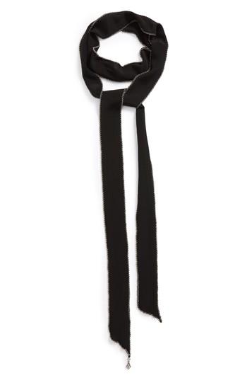 Women's Saint Laurent Chain Border Skinny Silk Scarf, Size - Black