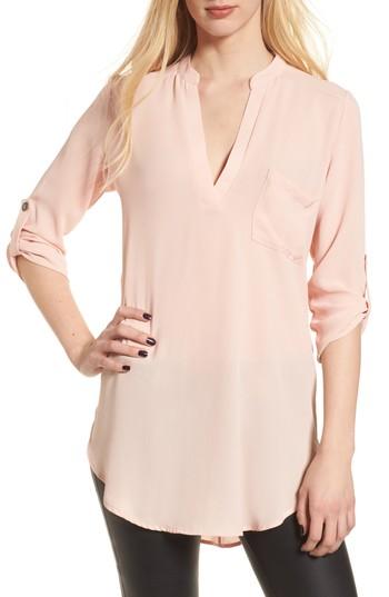 Women's Perfect Roll Tab Sleeve Tunic - Pink
