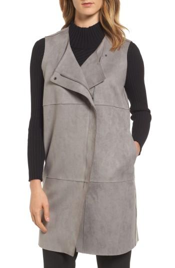 Women's Ming Wang Asymmetrical Faux Suede Vest - Grey