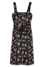 Women's Topshop Floral Pinafore Midi Dress Us (fits Like 0-2) - Black