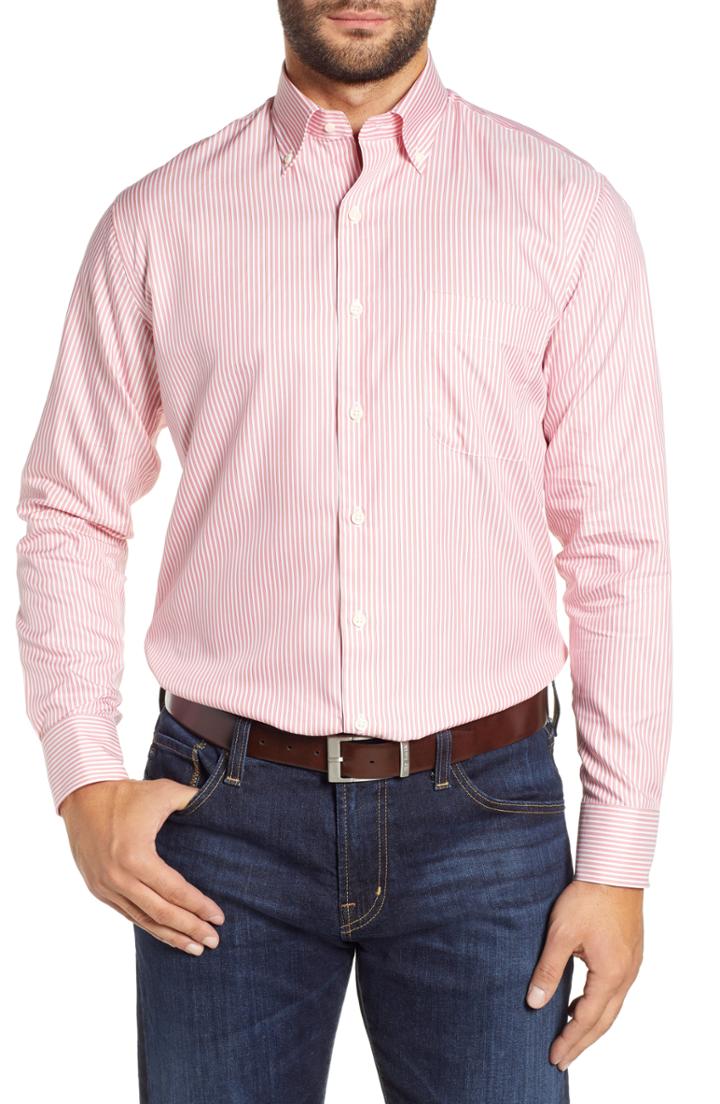 Men's Peter Millar Lanai Classic Fit Stripe Sport Shirt - Red