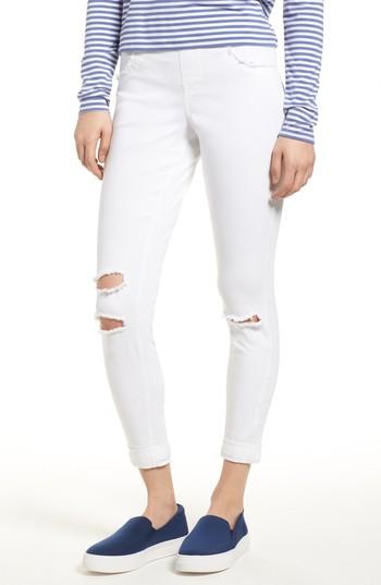 Women's Hue Ripped Curvy Denim Skimmer Leggings - White