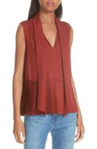 Women's Frame Pleated Peplum Hem Silk Tank - Orange