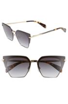Women's Rag & Bone 64mm Oversize Mirrored Cat Eye Sunglasses - Gold/ Black