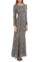 Women's Js Collections Open Back Lace Gown - Black