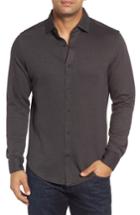 Men's Bugatchi Trim Fit Heathered Knit Sport Shirt, Size - Grey